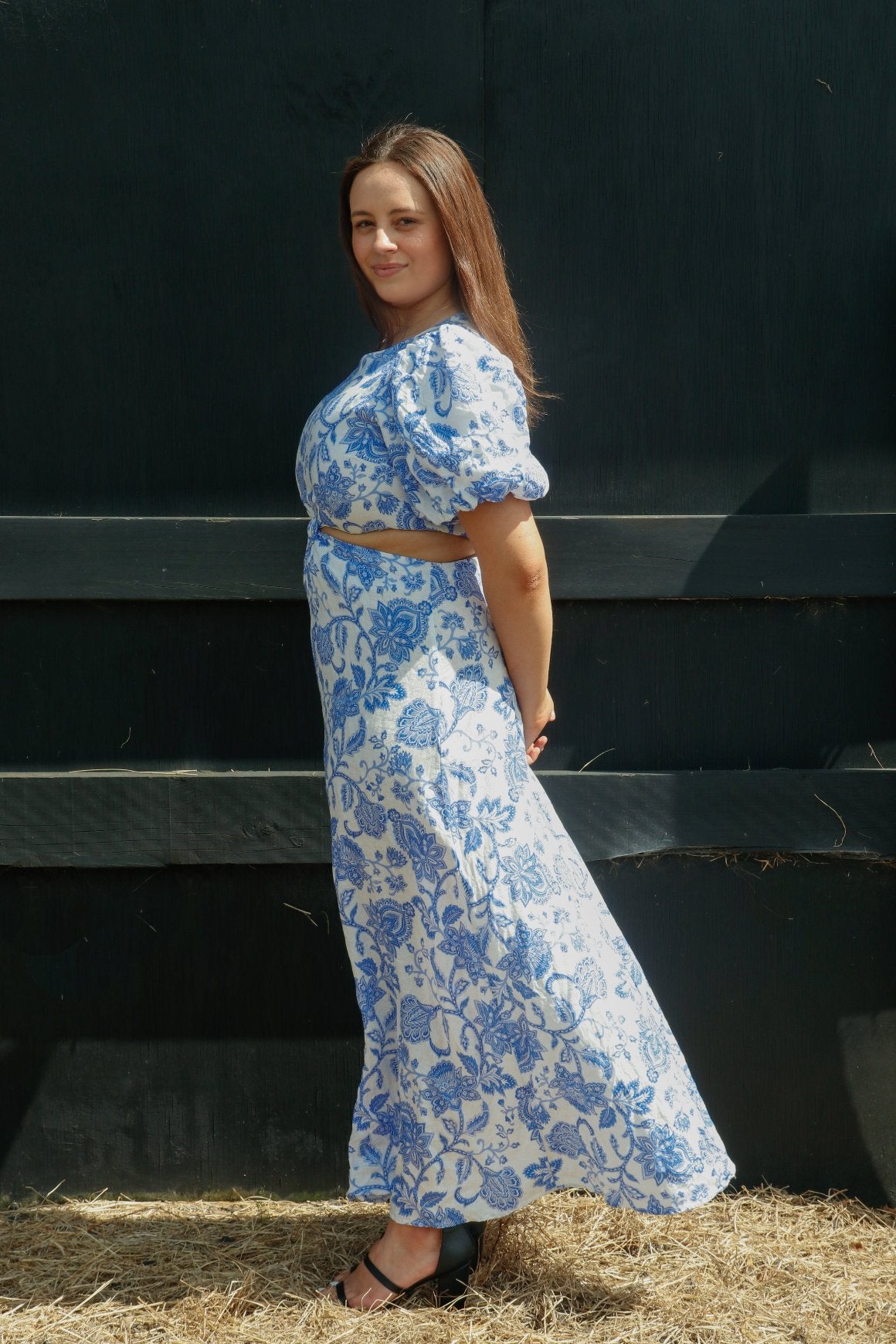 chinese dress ladies Rent or Hire | Athena Maxi Dress - Blue Floral 