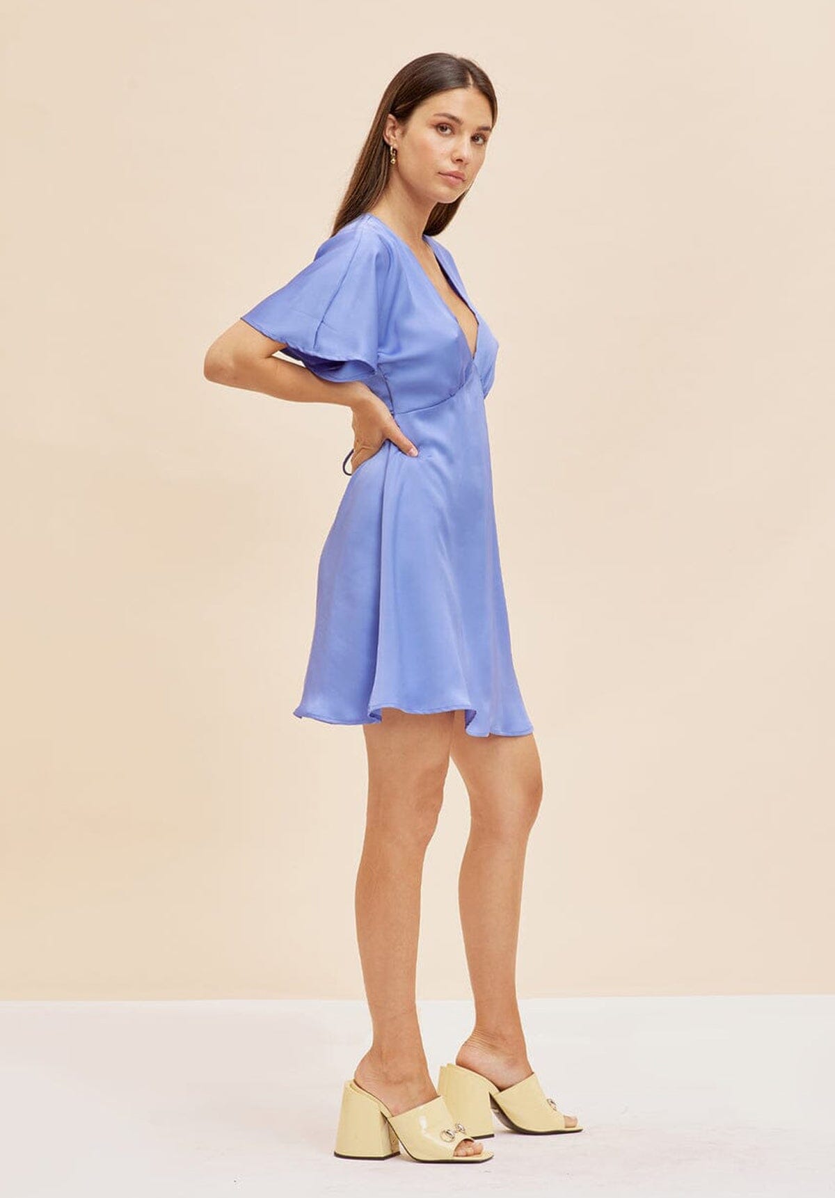 Bettina Satin Minidress - BLUE Clothing RUBY 