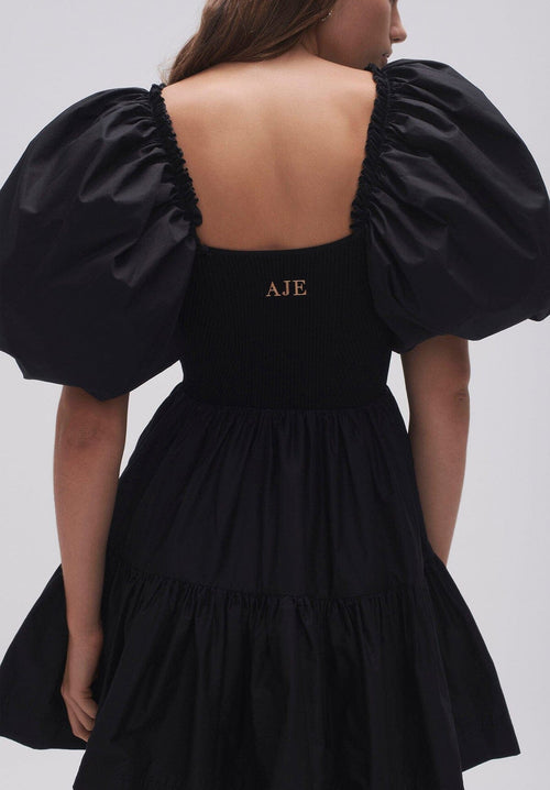Casa Puff Sleeve Mini Dress - Black Clothing Aje 
