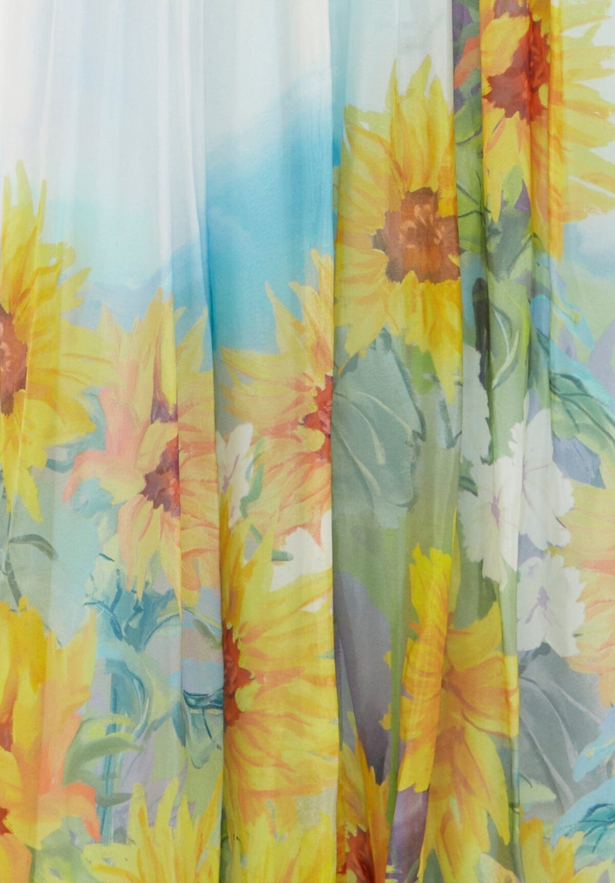 Claudette Silk Halterneck Maxi Dress - Sunflower Print in Landscape Clothing Leo Lin 