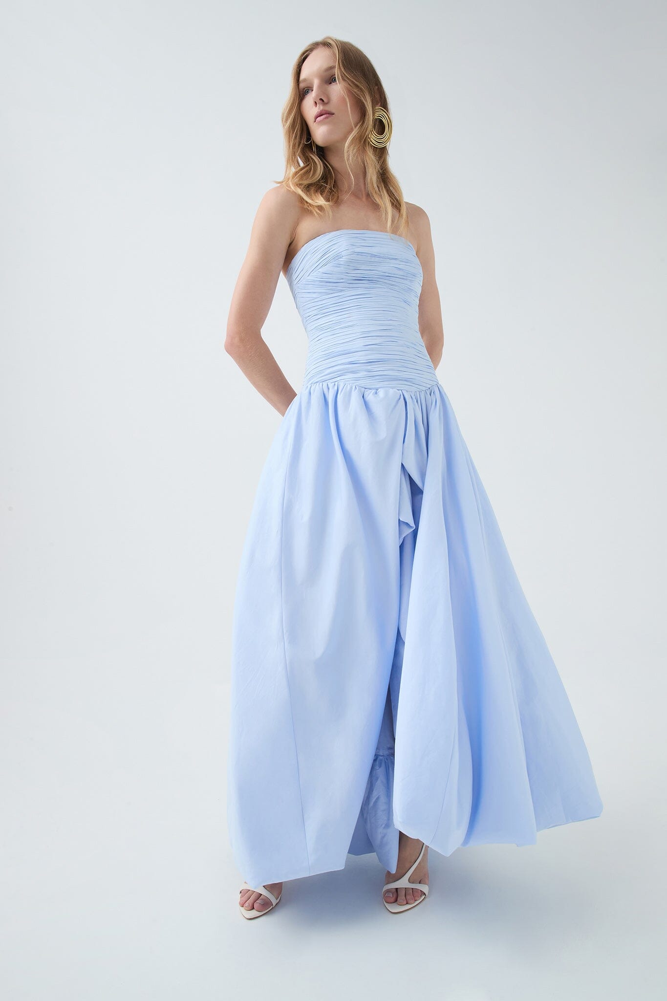 Violette Bubble Hem Maxi Dress - Blue Clothing Aje 