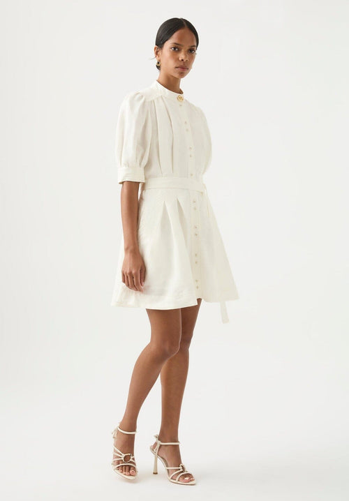 Eden Box Pleat Mini Dress Ivory Clothing Aje 