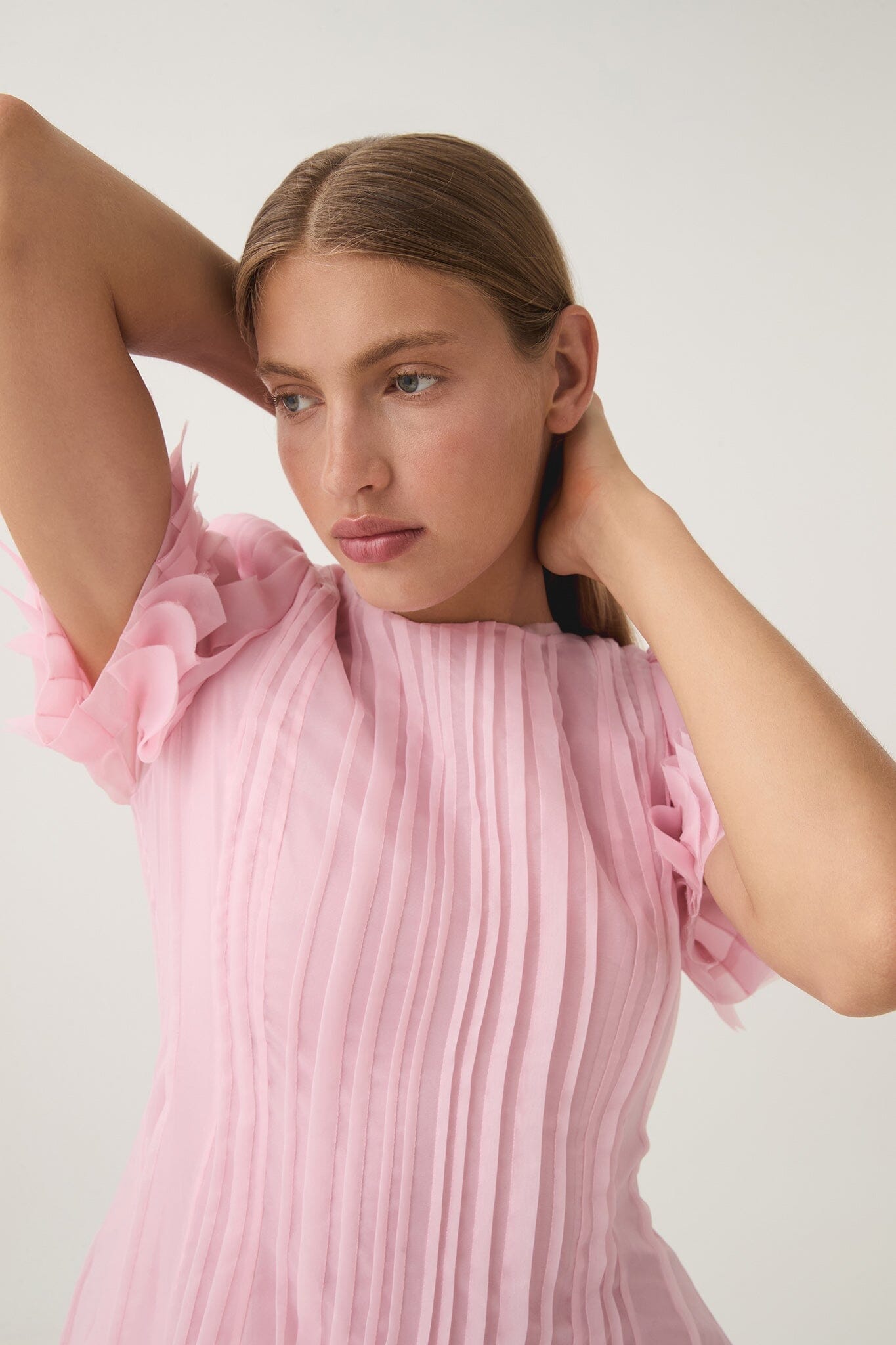 Nova Pleated Midi Dress - Pink Clothing Aje 