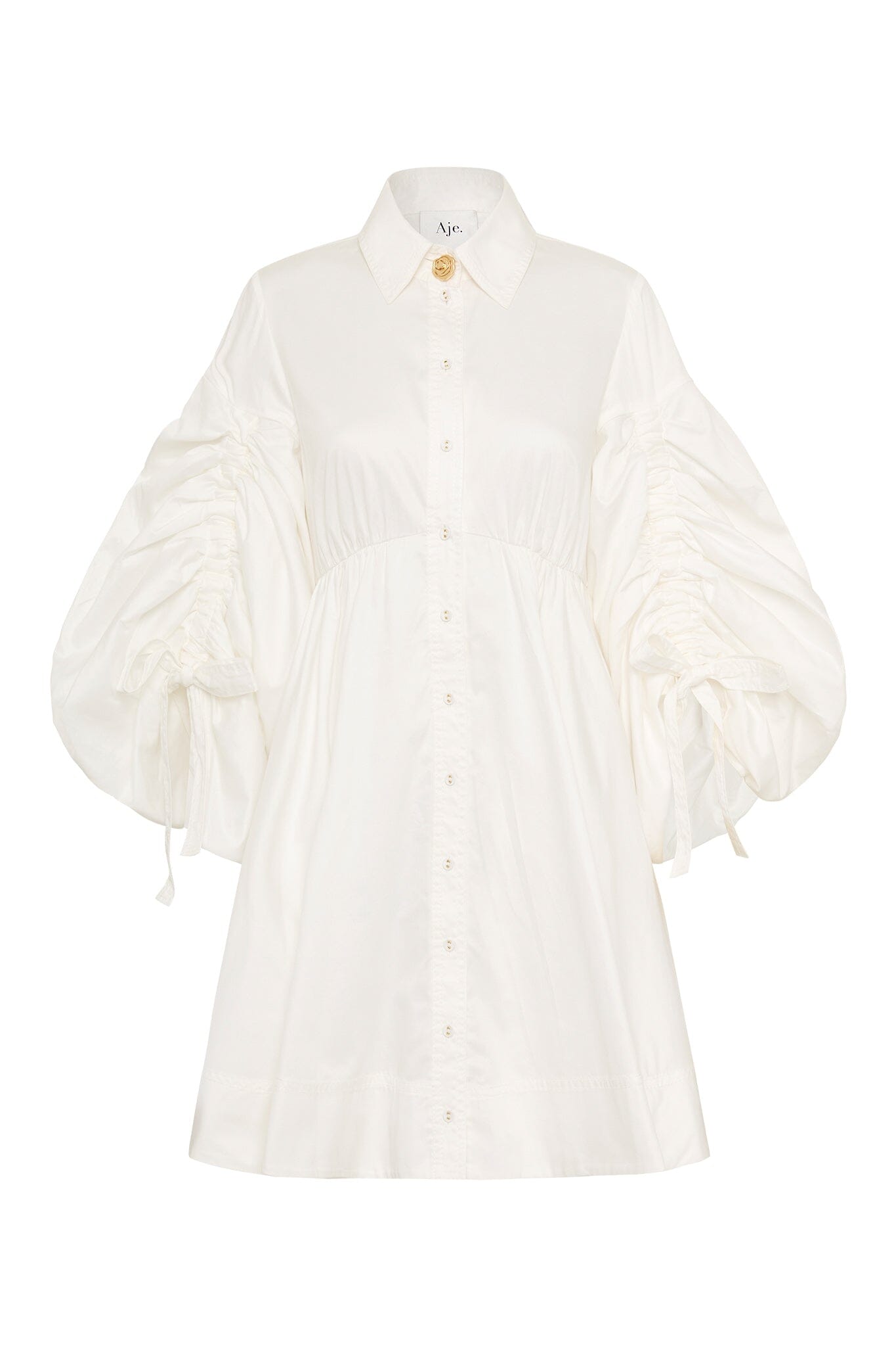 Utopia Drawstring Mini Dress - White dresses aje 