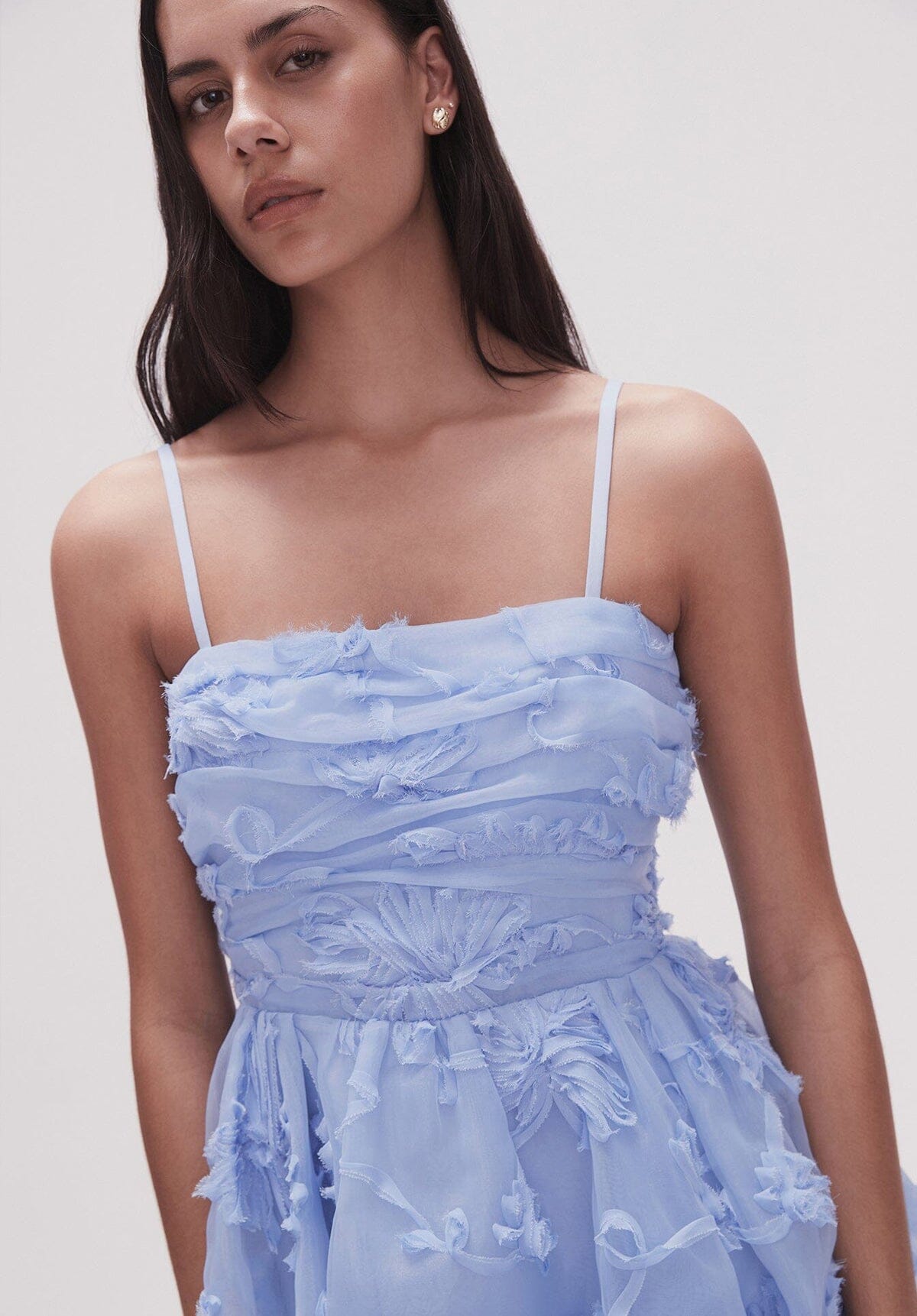 Evangeline Mini Dress Light Blue Clothing Aje 