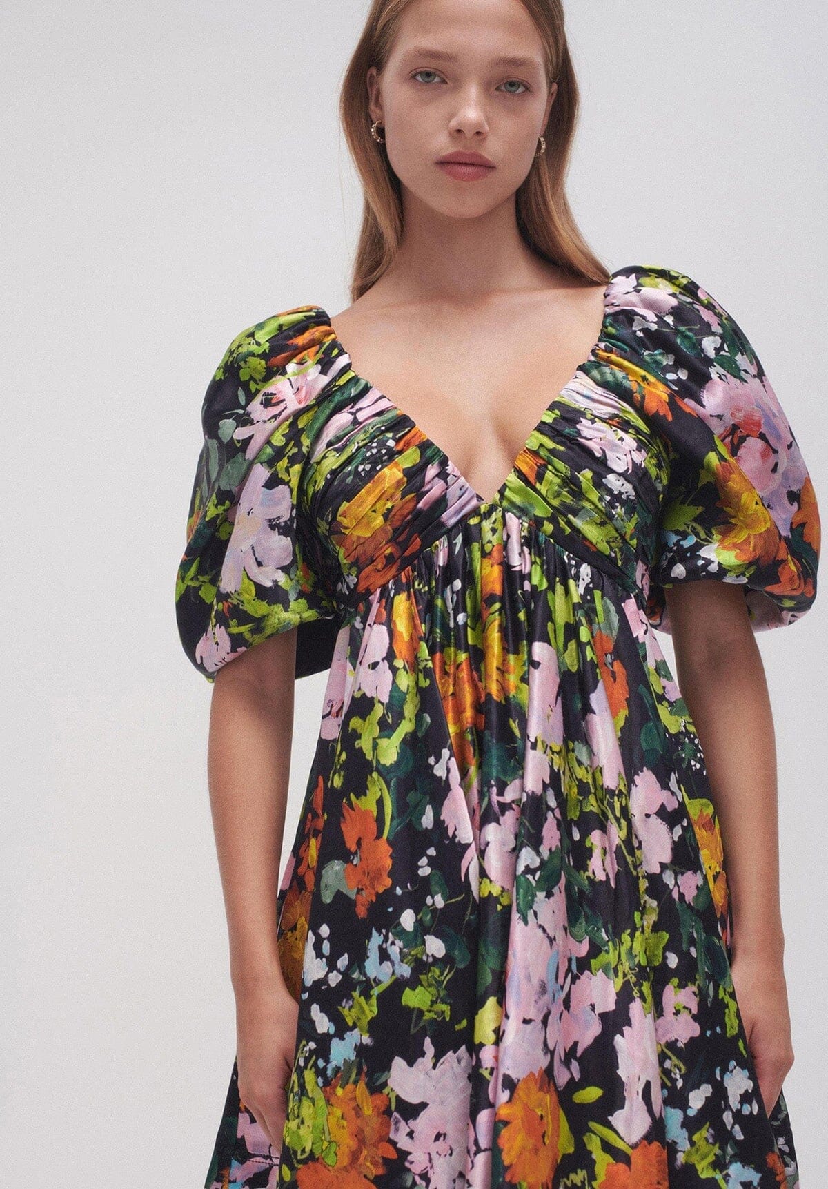 Gabrielle Plunge Mini Dress - Floral Clothing Aje 