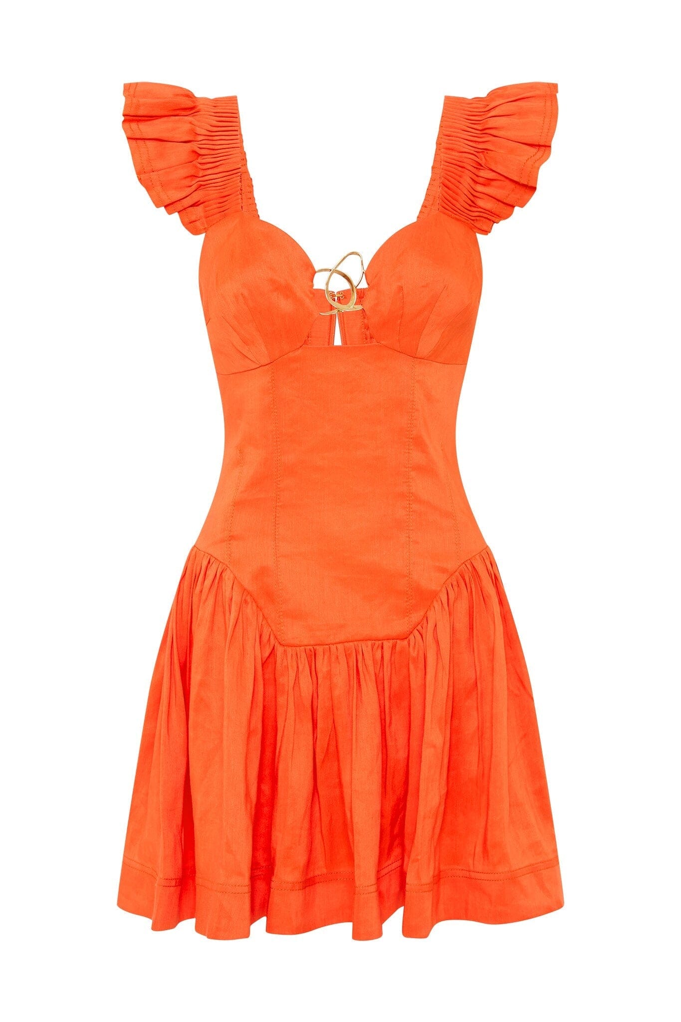 Simone Frill Sleeve Mini - Orange Clothing Aje 