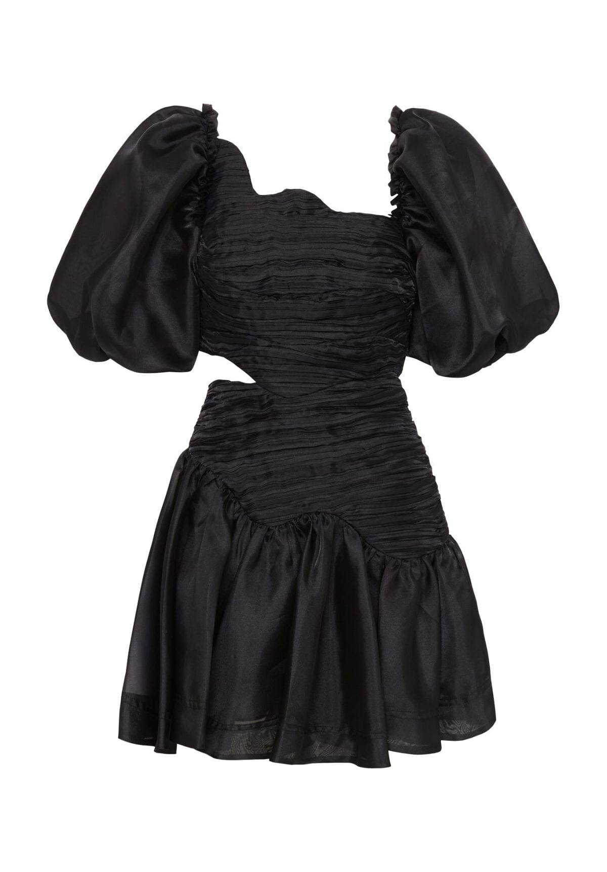 Joan Puff Sleeve Mini Dress - Black Oh Rent Me 