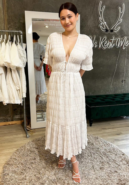 Mirella V-Neck Dress - White Clothing RUBY 
