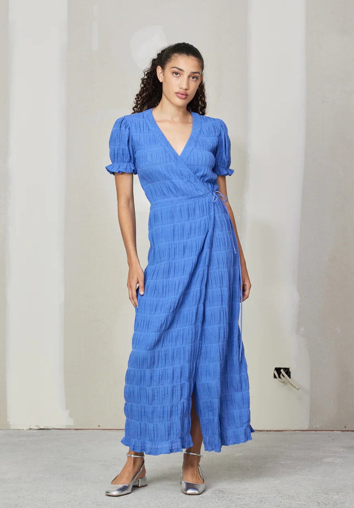 Mirella Short Sleeve Wrap Dress Periwinkle Clothing RUBY 