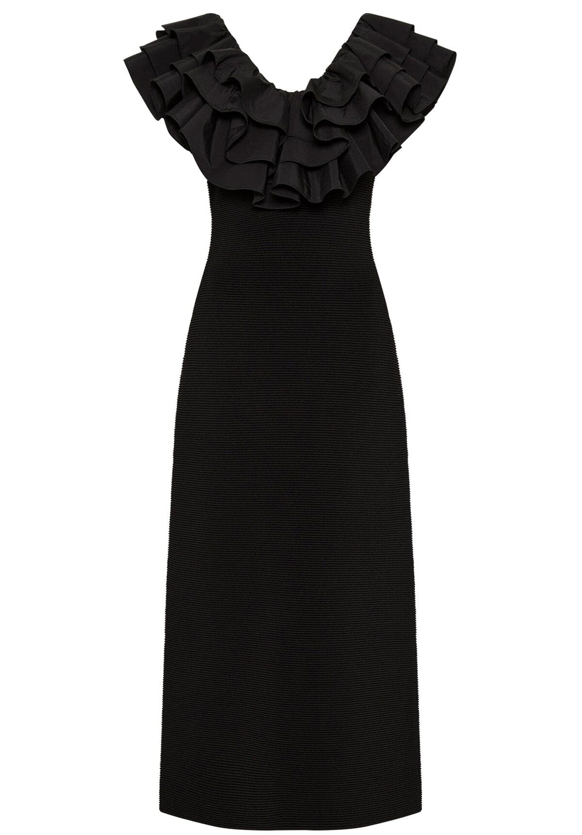 Transcendent Ruffle Midi Dress Black Clothing Aje 