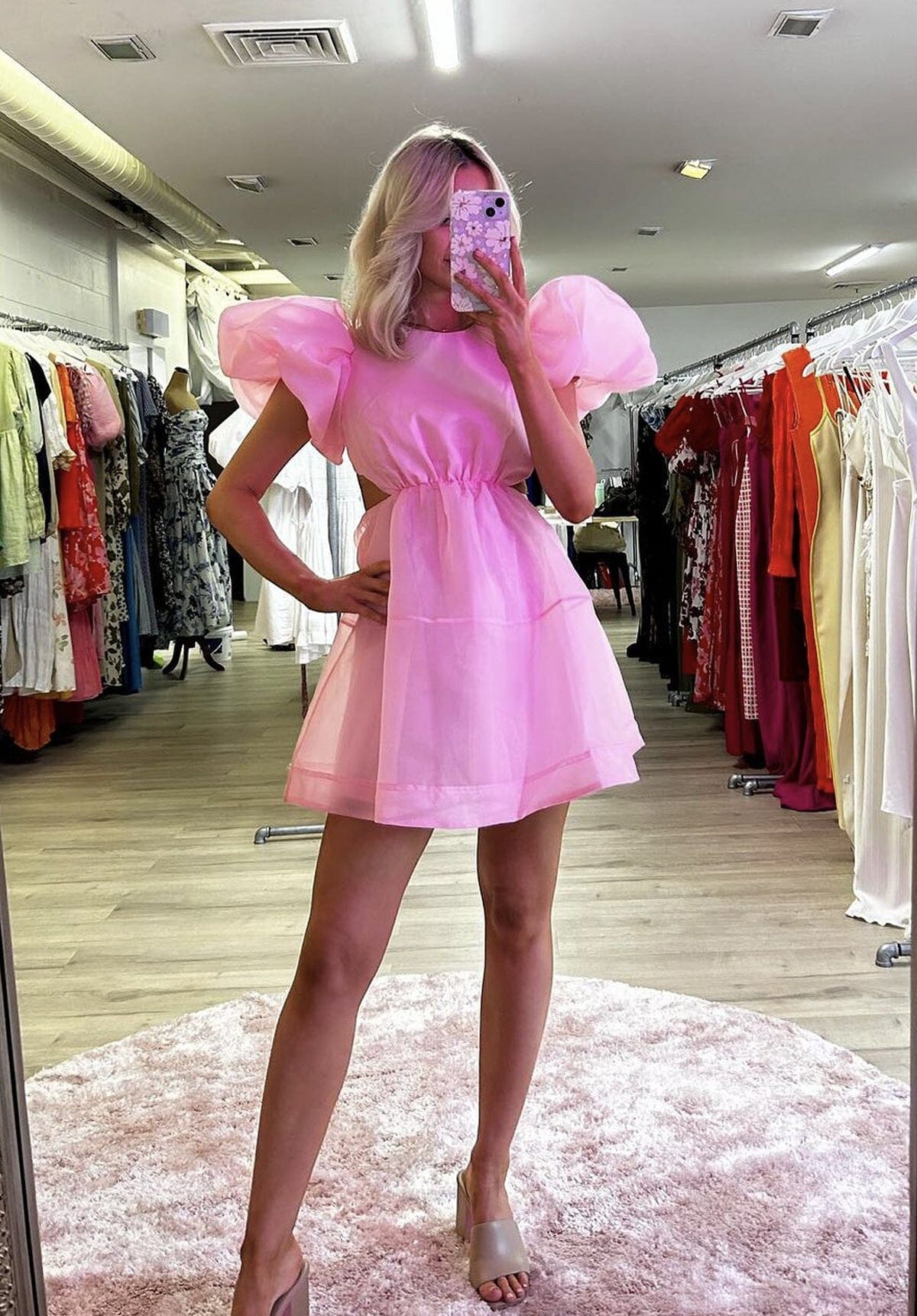 Simplicity Cut Out Mini Dress Pink Clothing Aje 