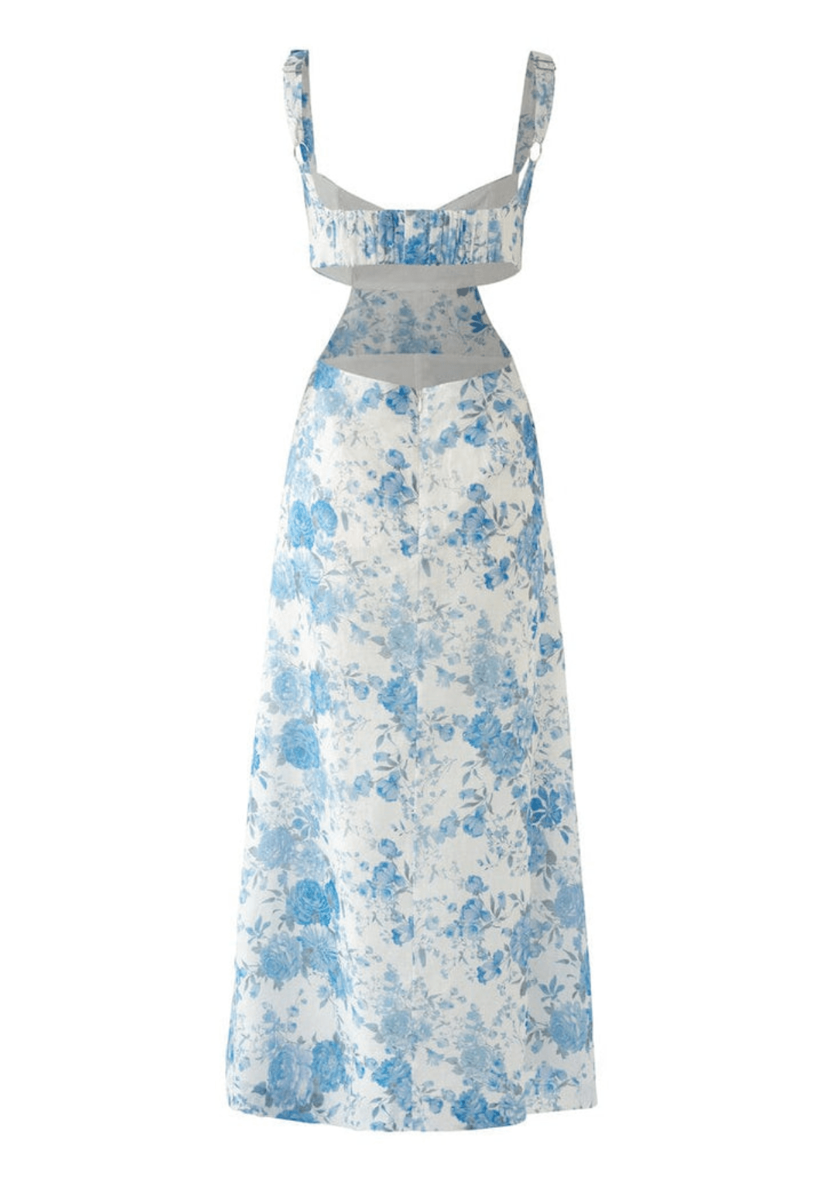 Delilah Cut Out Midi Dress - Sky Blue Floral Clothing Sofia The Label 