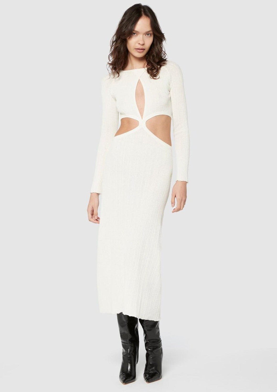 New Dimensions Cut Out Knit Dress - White Clothing Manning Cartell 