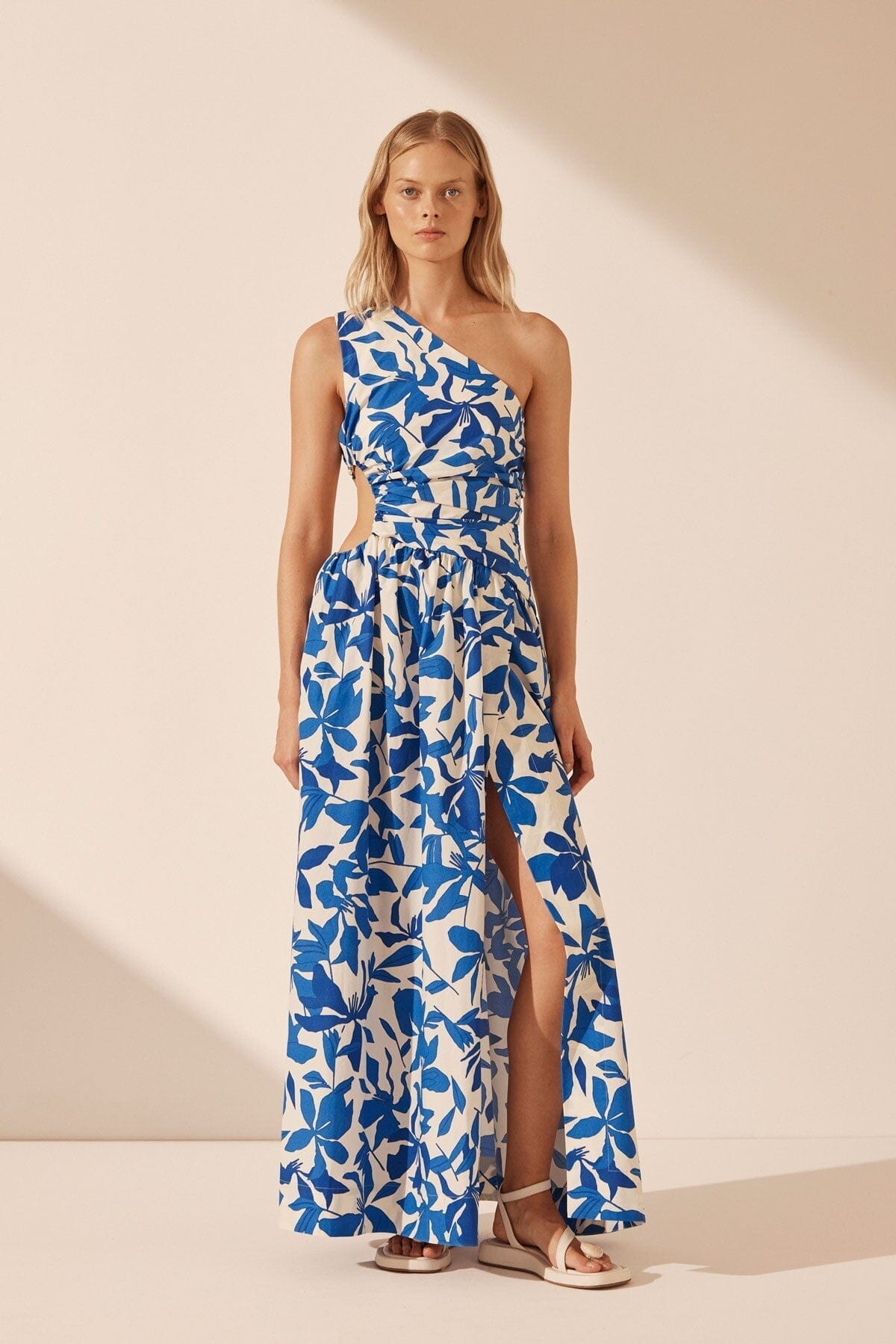 Bleue Asymmetrical Cut Out Maxi Dress Clothing Shona Joy 