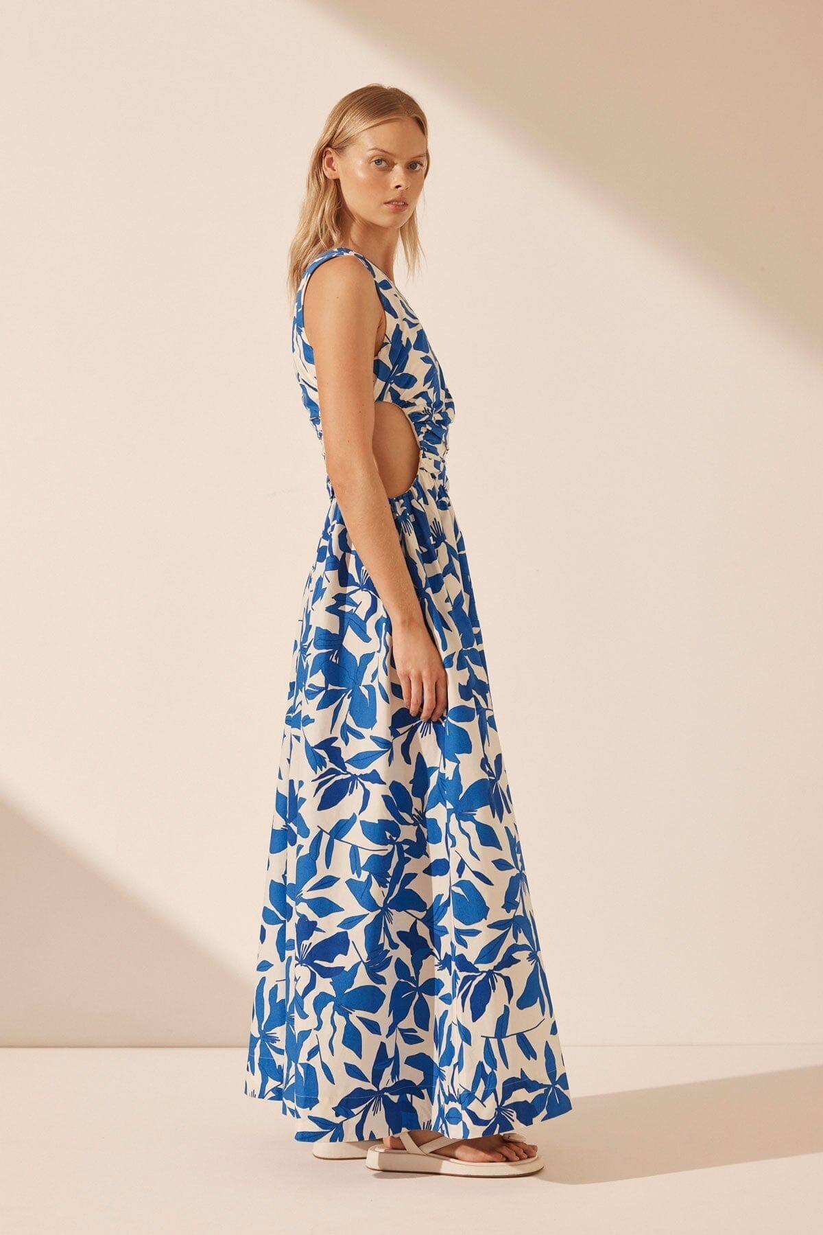 Bleue Asymmetrical Cut Out Maxi Dress Clothing Shona Joy 