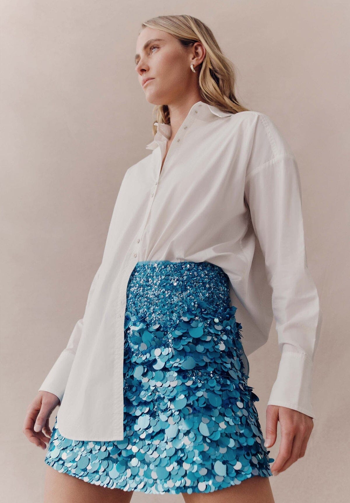 Cherie Sequin Mini Skirt Azure - Blue Clothing Aje 