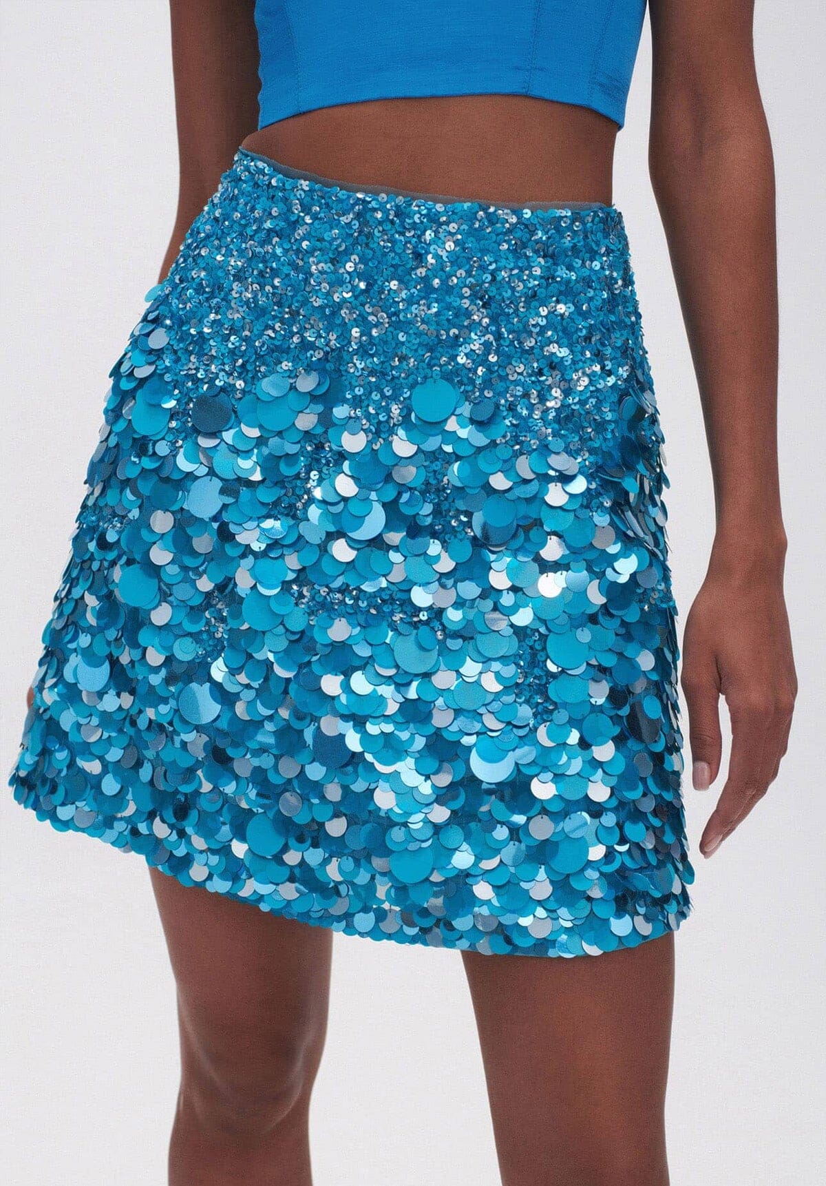Cherie Sequin Mini Skirt Azure - Blue Clothing Aje 