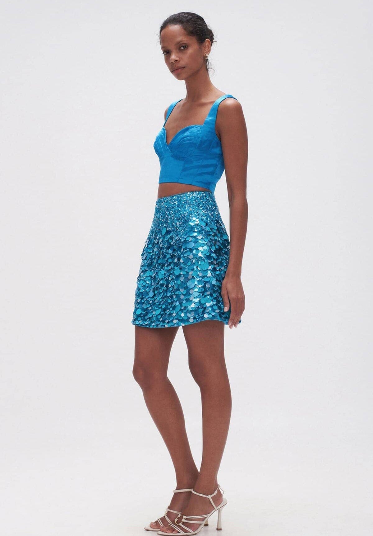 SELL Cherie Sequin Mini Skirt Azure - Blue Gift Card Ex Rentals 