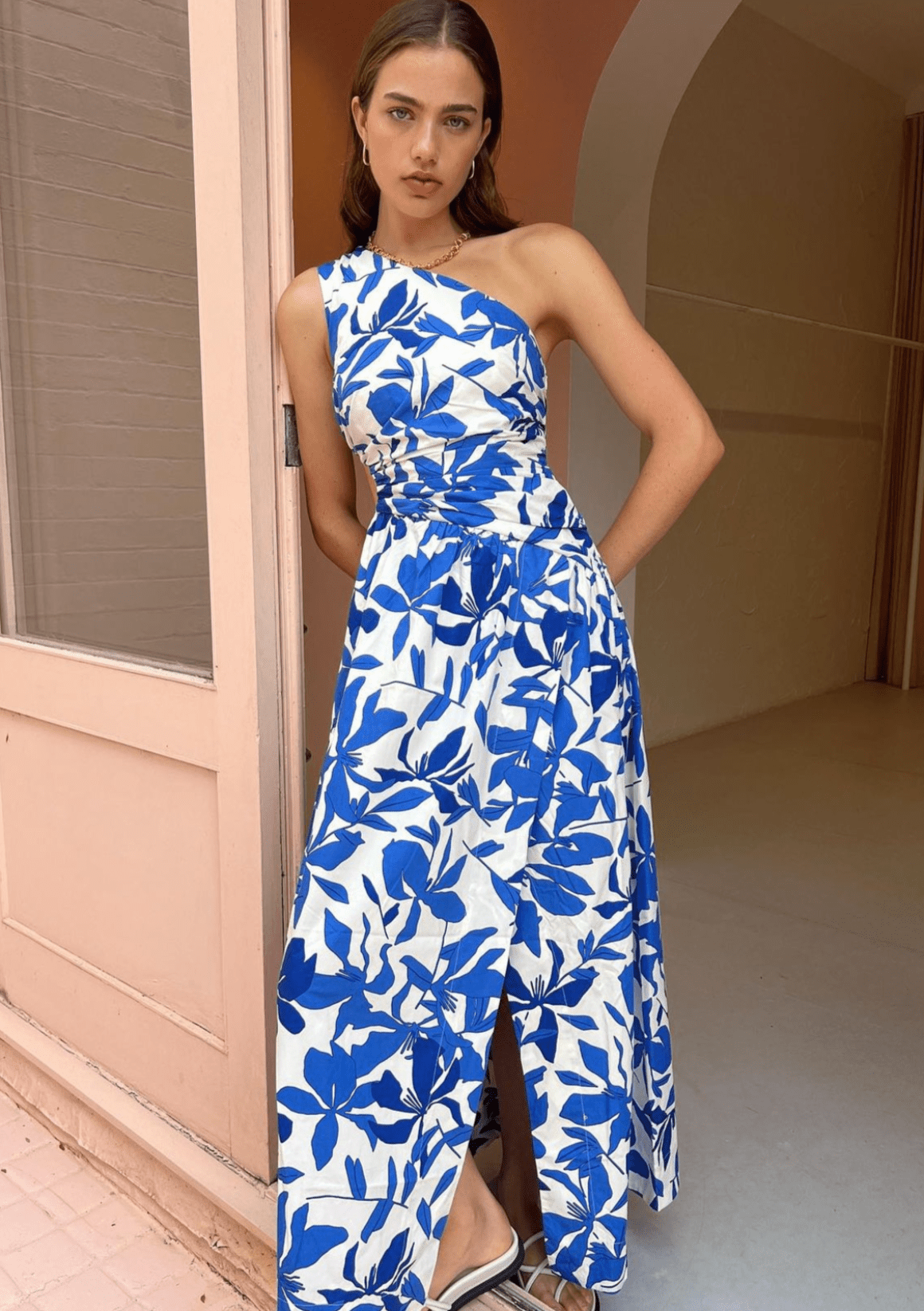 Bleue Asymmetrical Cut Out Maxi Dress Clothing Shona Joy 