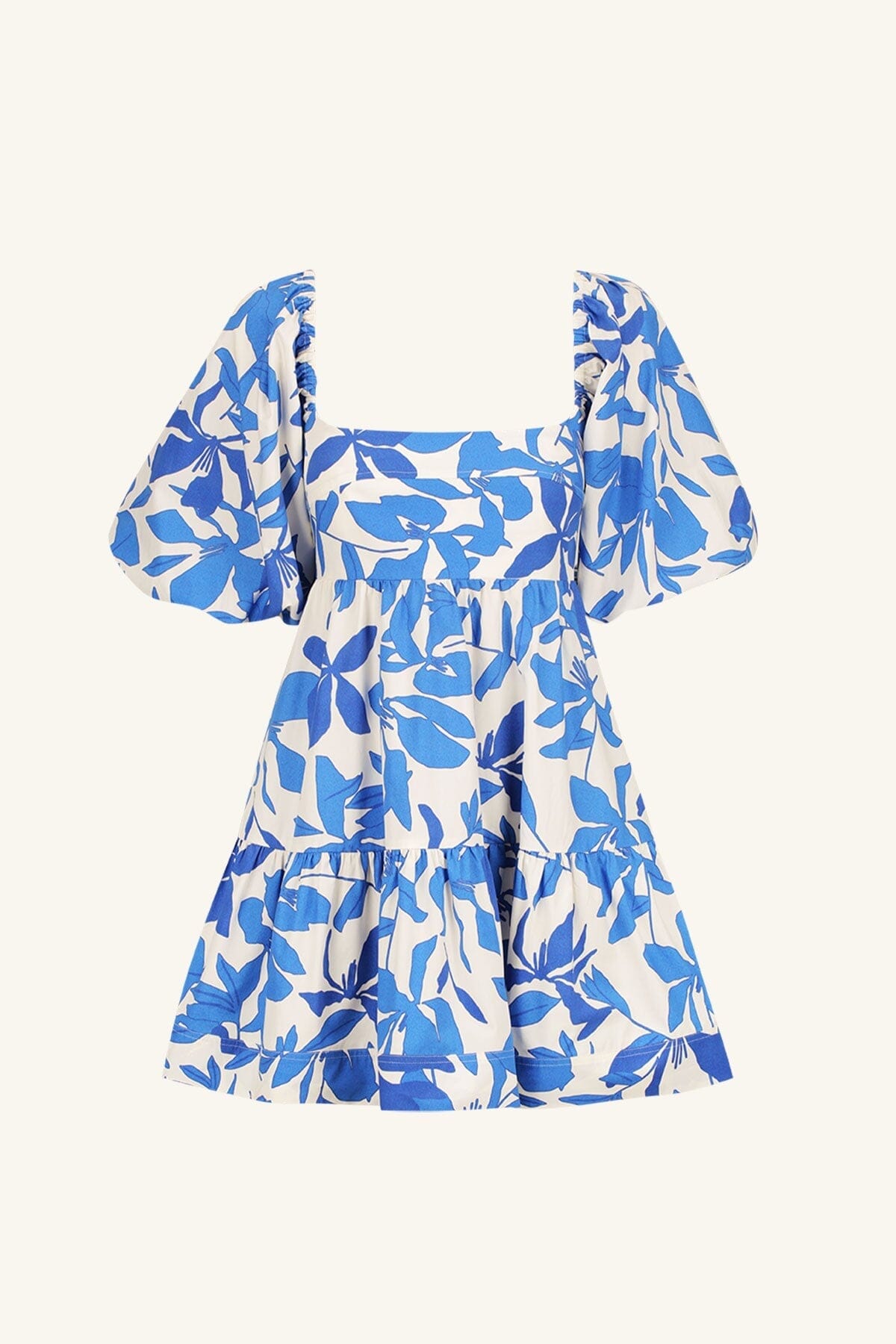 Bleue Square Neck Tiered Mini Dress Clothing Shona Joy 