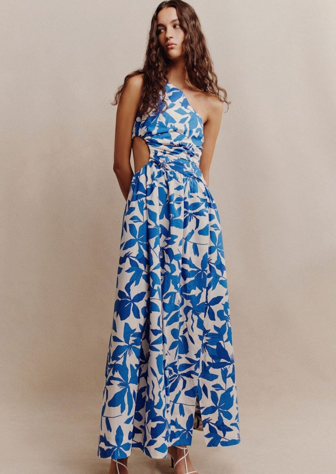 Bleue Asymmetrical Cut Out Maxi Dress Clothing Shona Joy 