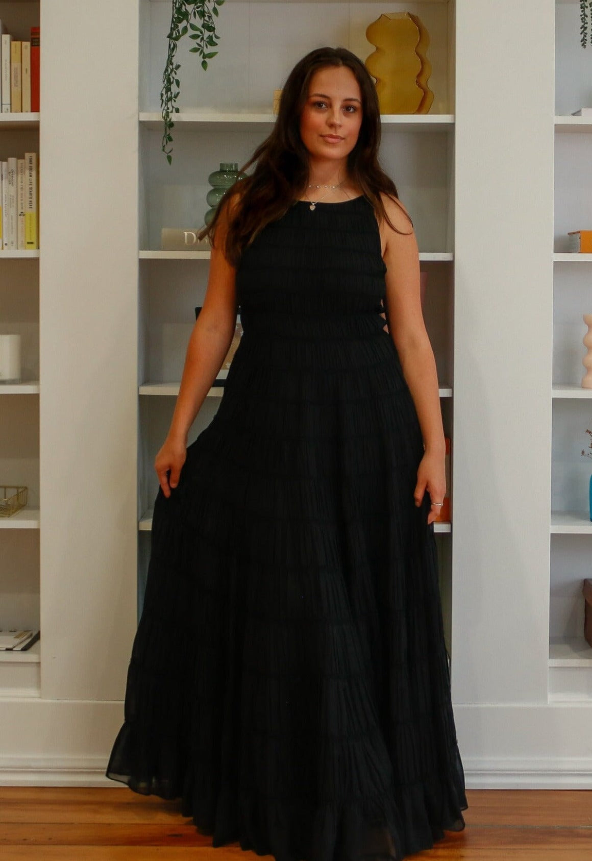 Rosewood Ruched Gown - Black dresses Aje 