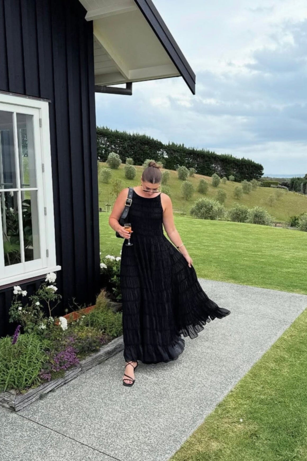 Rosewood Ruched Gown - Black dresses Aje 