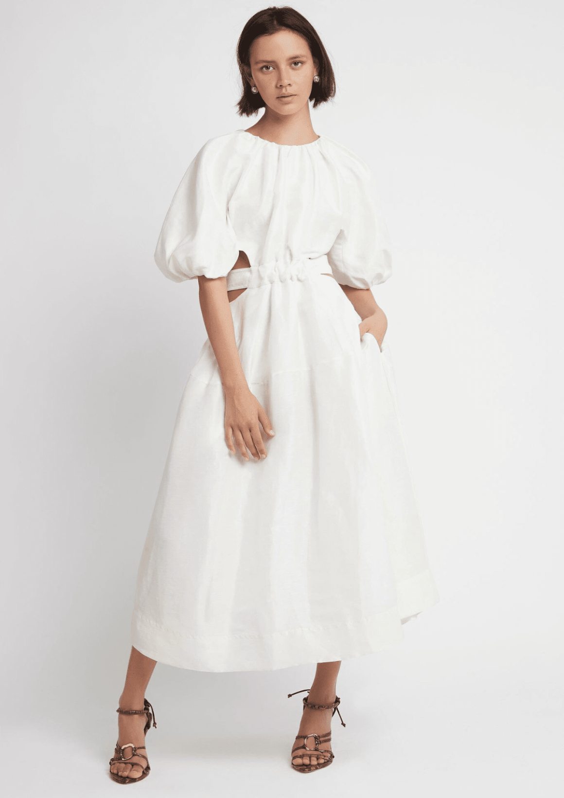 Mimosa Cut Out Midi Dress - Ivory Dresses Aje 