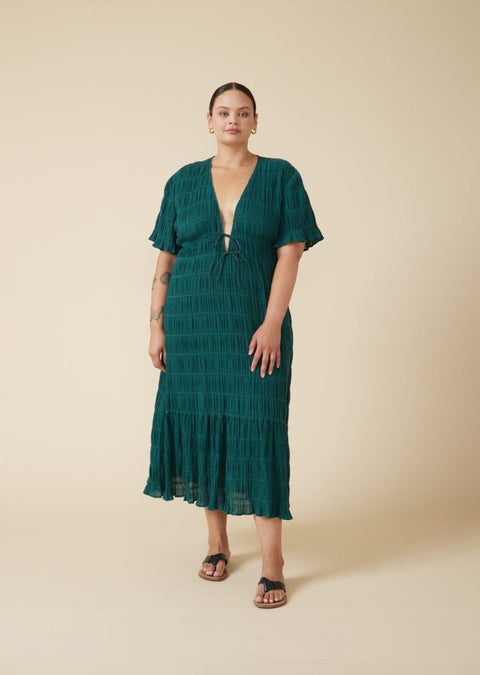 Rent or Hire | Mirella V-Neck Dress - Forest Green 