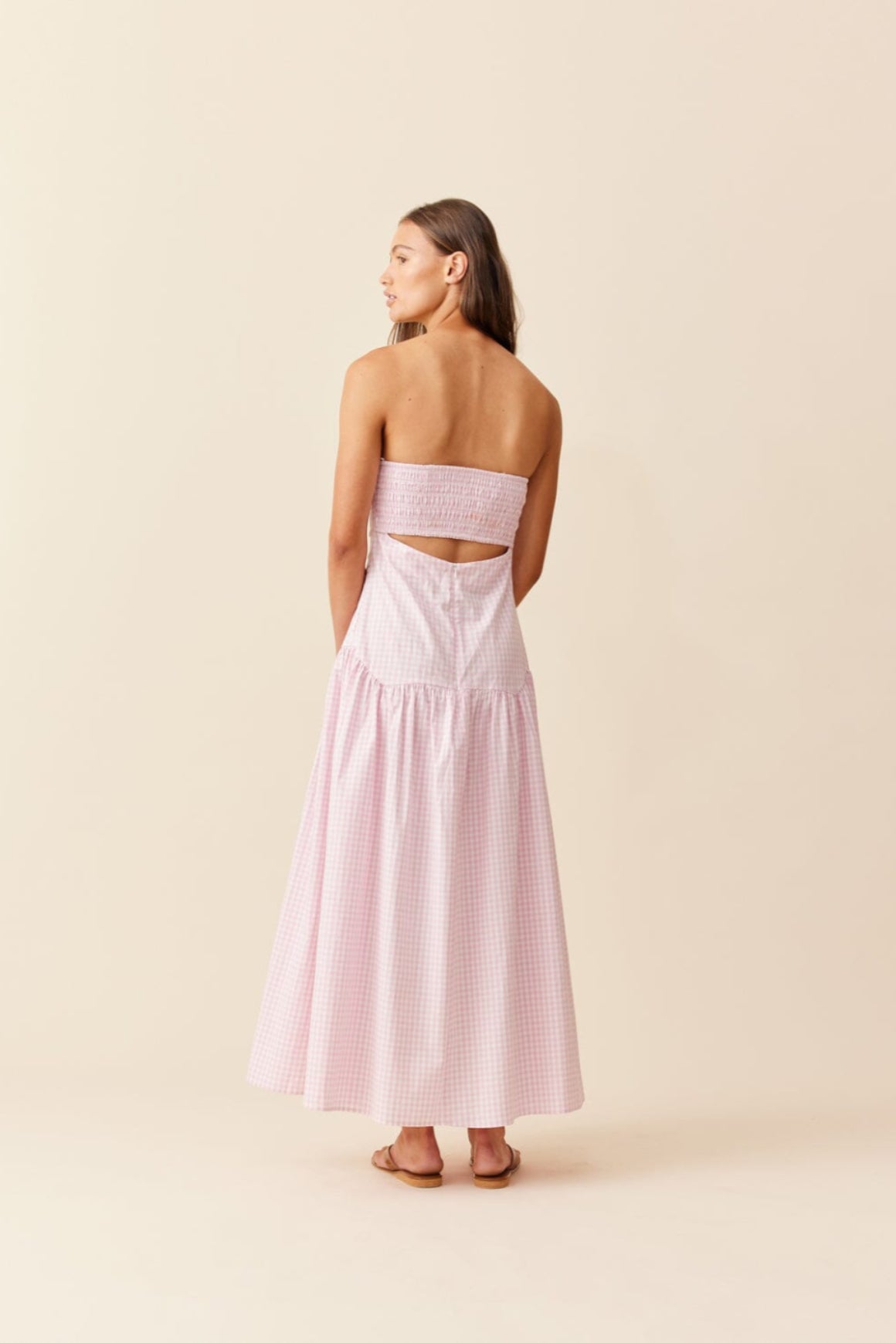 Trulli Maxi Dress - Pink Gingham Clothing Ruby 