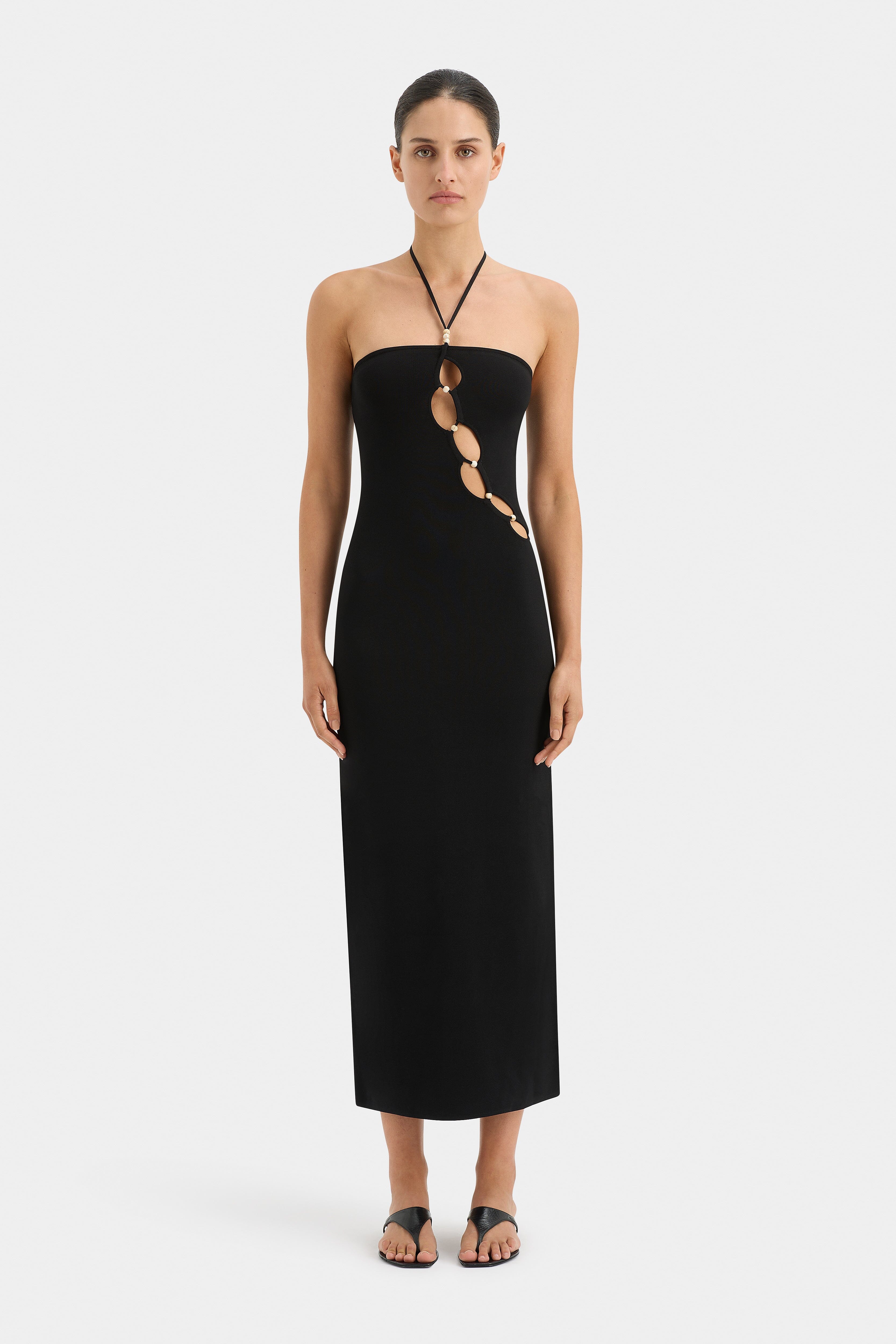 Salvador Beaded Halter Dress - Black Dresses Sir the Label 