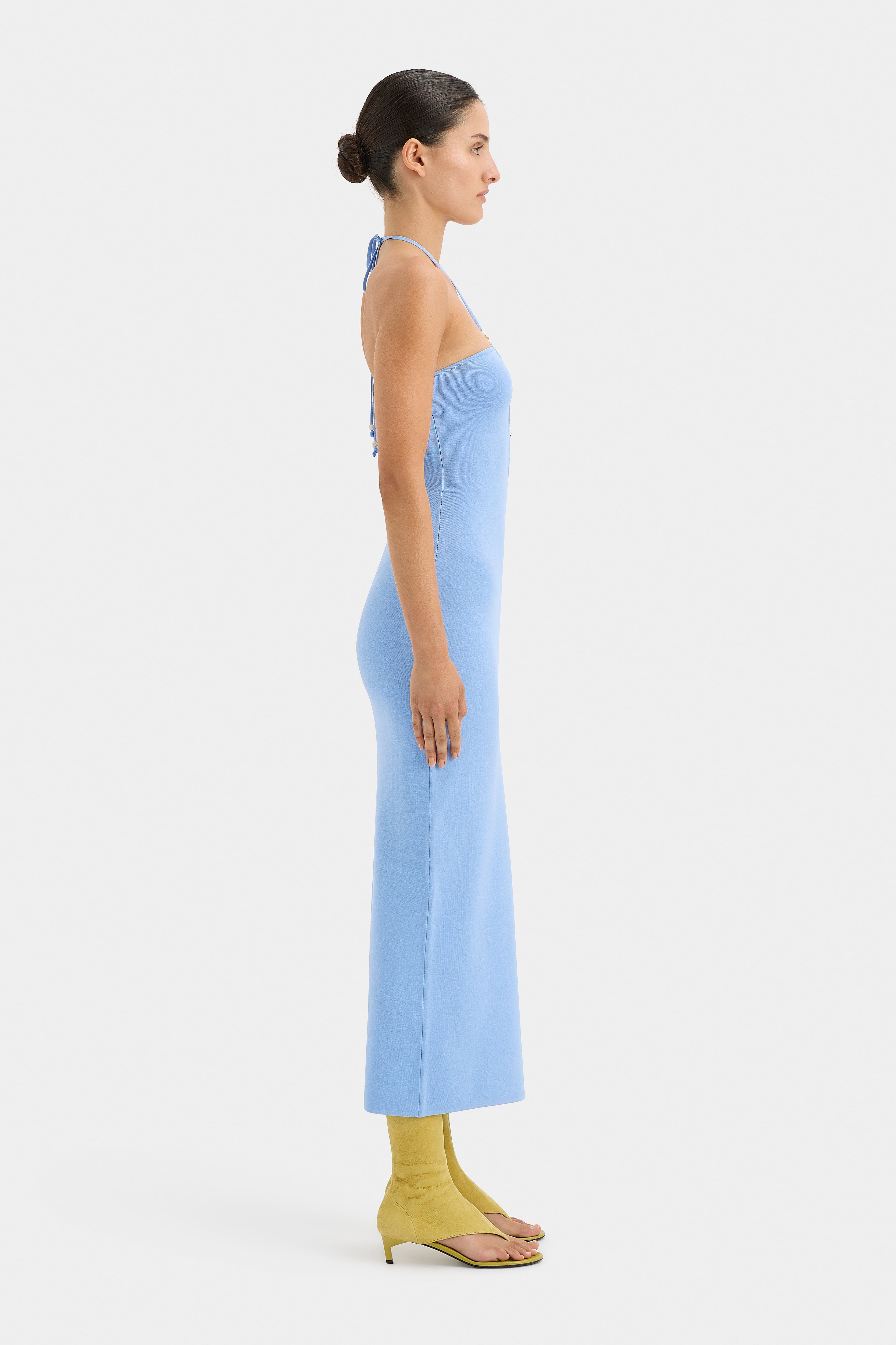 Salvador Beaded Halter Dress - Cornflower Blue dresses Sir the Label 