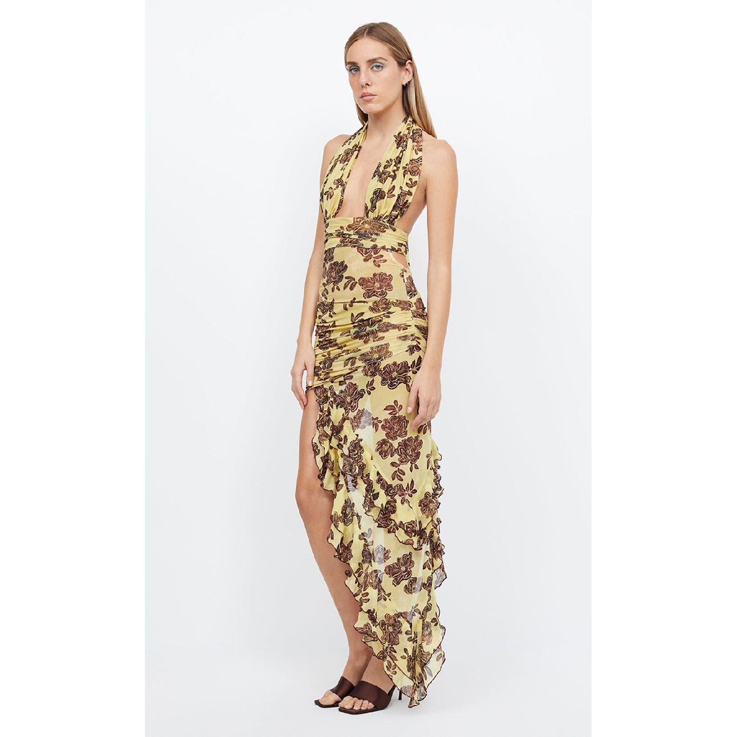 Malibu Bay Halter Dress - Citrus Plum Floral Dresses Bec & Bridge 