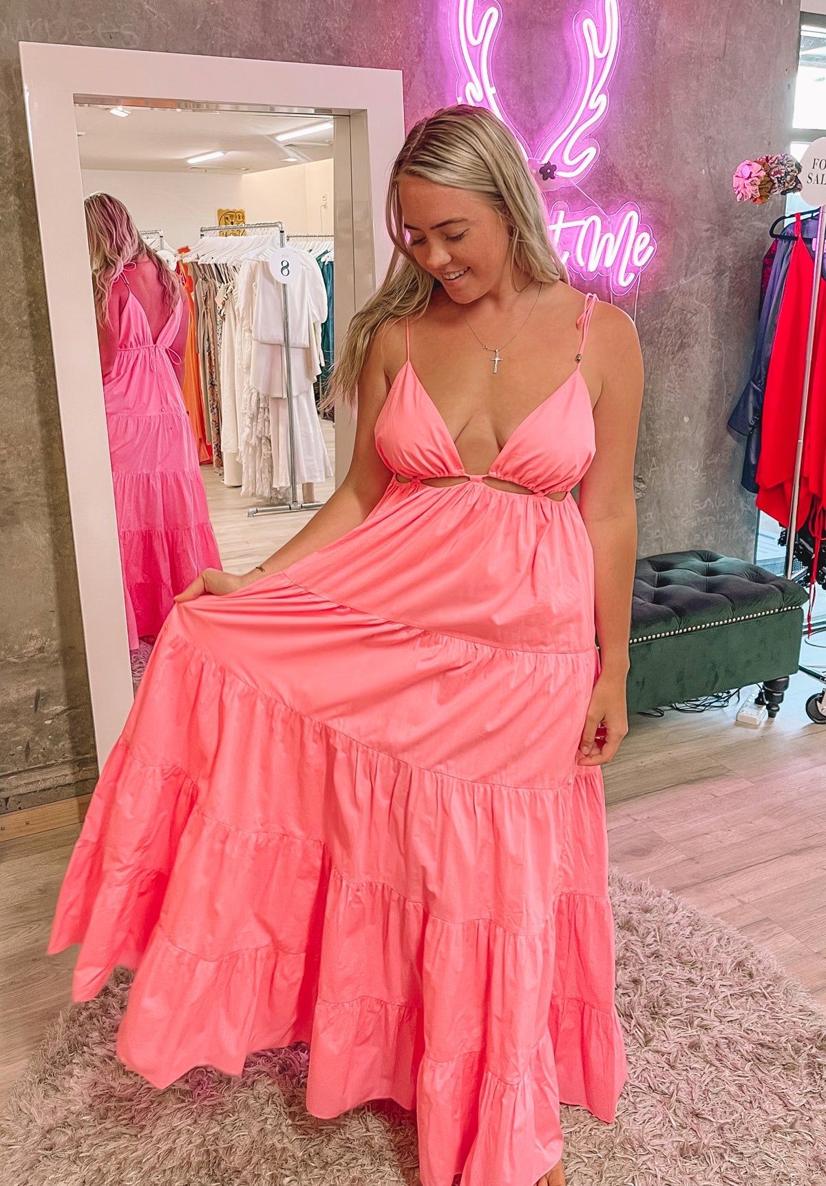 Camellia Dress - Neon Pink Clothing Steele 