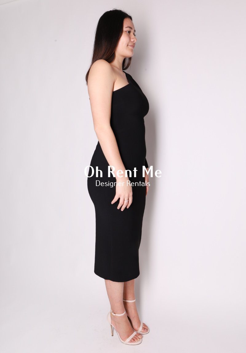 Elke Asymmetric Midi Dress - Black Clothing Bec and Bridge 