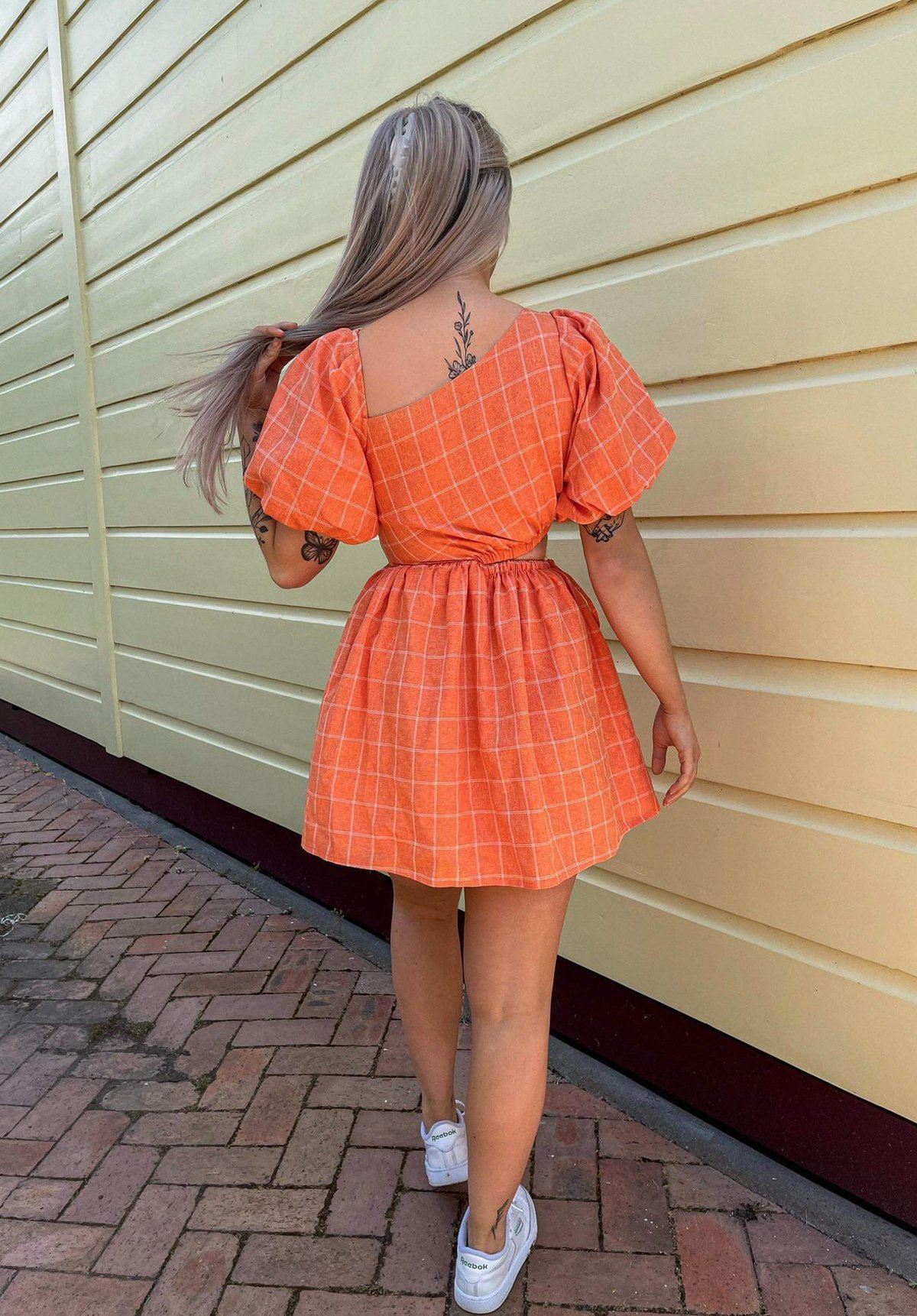 Gabriella Asymmetrical Mini Dress - Sunkissed Plaid Clothing By Nicola 