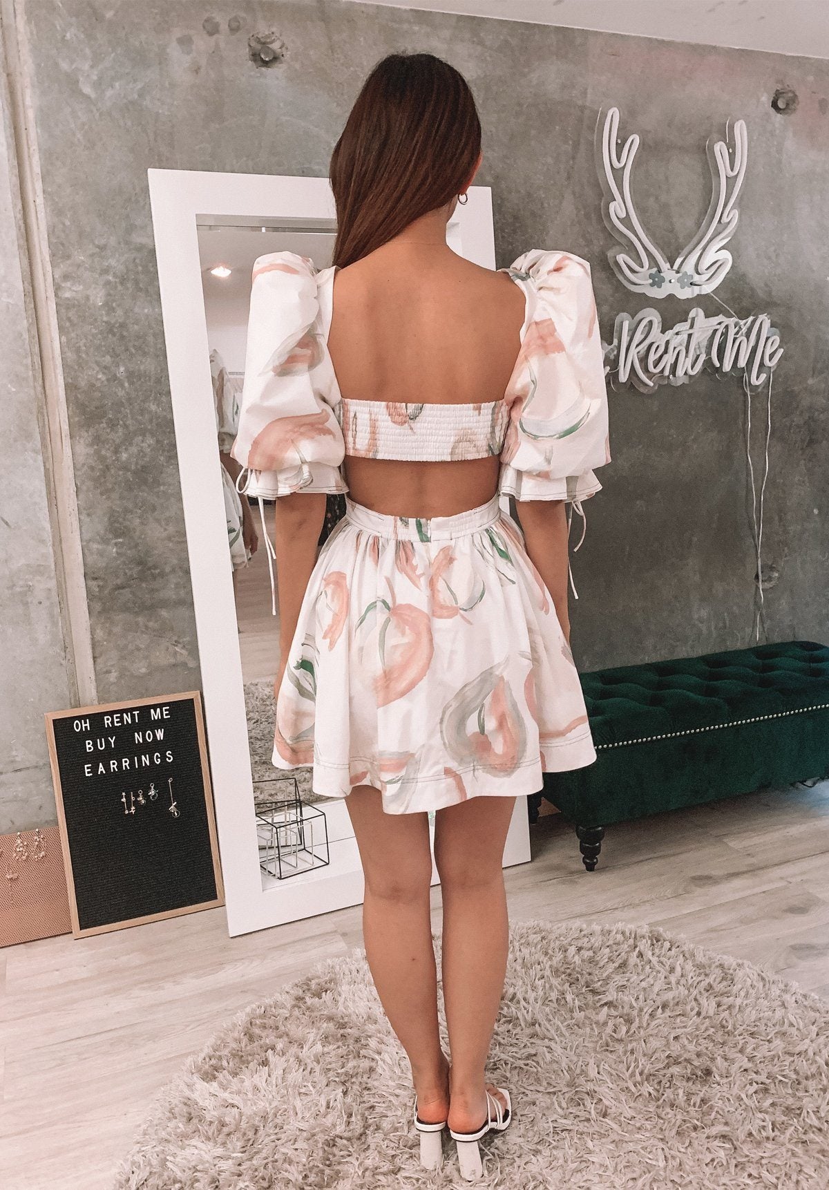 Imprint Mini Dress - Painterly Lace Leaf Clothing Aje 